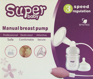 EXTRACTOR DE LECHE MATERNA CON ALARGADOR Y PERITA + MAMADERA + CHUPETE.