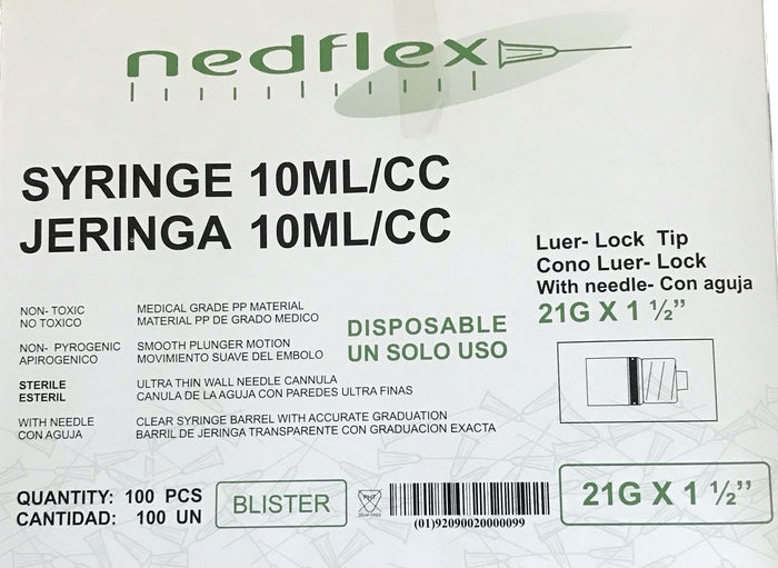 JERINGA LUER LOCK 10cc C/AGUJA 21G x 1 1/2